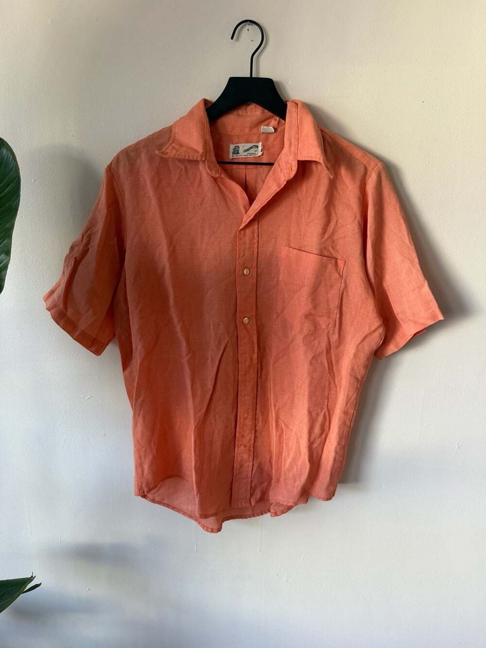 Kennington Short Sleeve Button Down Shirt Size M Orange Vintage